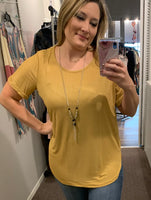 Plus Size Mustard Top with Necklace