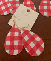 Red checkered earrings