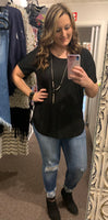 Plus Size Black Top with Necklace